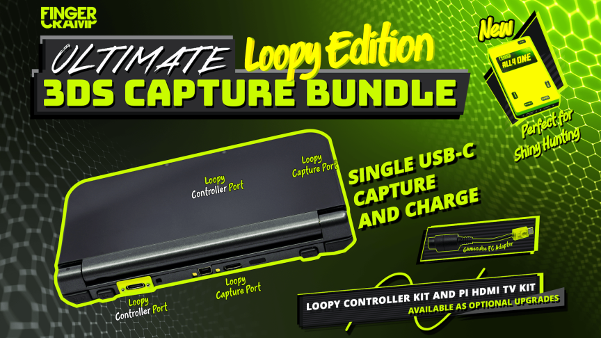FINGERCRAMP NEW 3DS XL Capture Bundle LOOPY EDITION – LOOPY CAPTURE KIT + LOOPY CONTROLLER BOARD + PI HDMI + ALL 4 ONE Shiny Capture