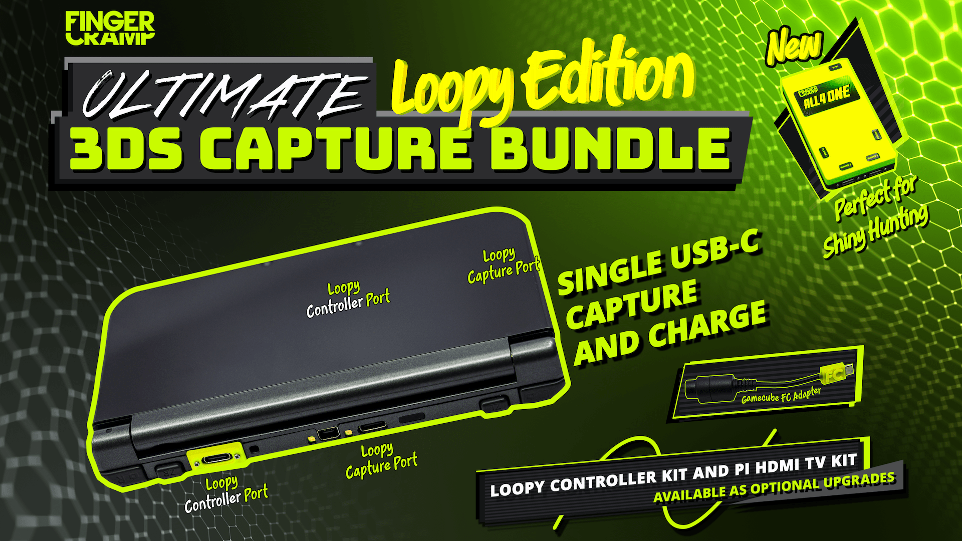 FINGERCRAMP NEW 3DS XL Capture Bundle LOOPY EDITION - LOOPY